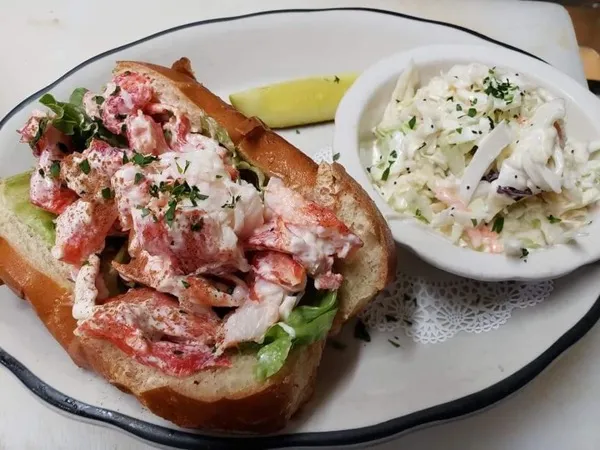 Cape Cod lobster roll with coleslaw