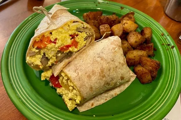 BYO Vegan Burrito with home fries